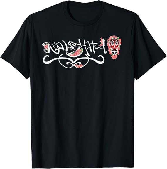 black shirt with red roses